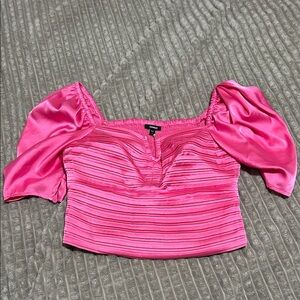 Express Vibrant Pink Off-Shoulder Blouse